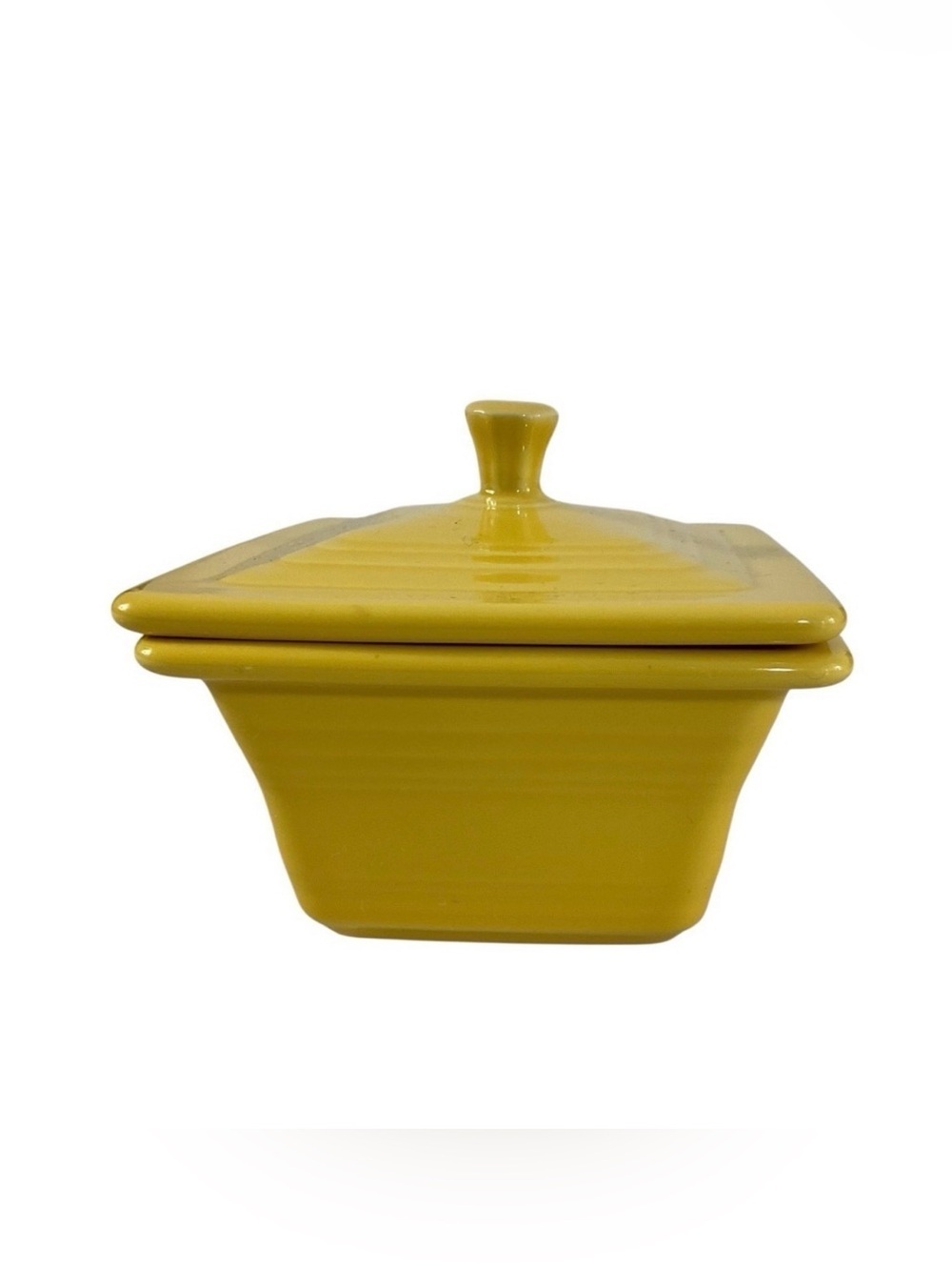 Homer Laughlin Fiesta Daffodil Yellow Square Box With Lid Gift Box ceramic